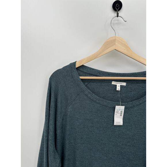 Maurices Tunic Sweater Women 2X Blue Green Scoop Neck Butter Soft NWT Long - Picture 4 of 7